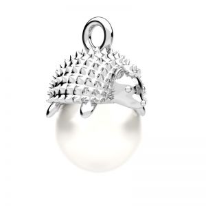 Hedgehog pendant with Gavbari white pearl*sterling silver 925*ODL-01290 ver. 2 7,5x7,5 mm