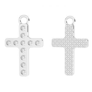 Cross with crystals, sterling silver 925, OWS-00244 ver.2 12,3x20 mm
