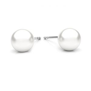 Post earring - pearl 6 mm, sterling silver 925, KLS-39 6x18,5 mm