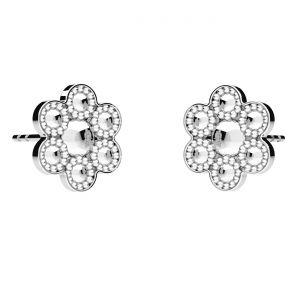 Round earrings - flower, sterling silver 925, KLS ODL-01340 11x11 mm