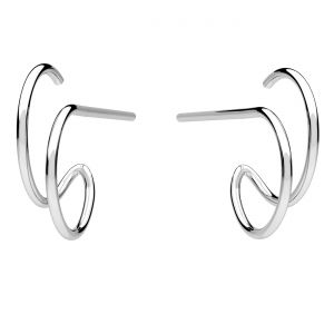 Double circle climber earrings, sterling silver 925, KLS-42 3,4x16,4 mm (L+P)
