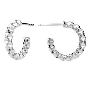 Semicircular balls earrings, sterling silver 925, KLS ODL-01409 2,8x15,4 mm