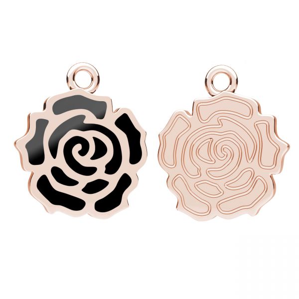 Round pendant - flower rose, black resin*sterling silver*ODL-01450 14,3x16,5 mm ver.2