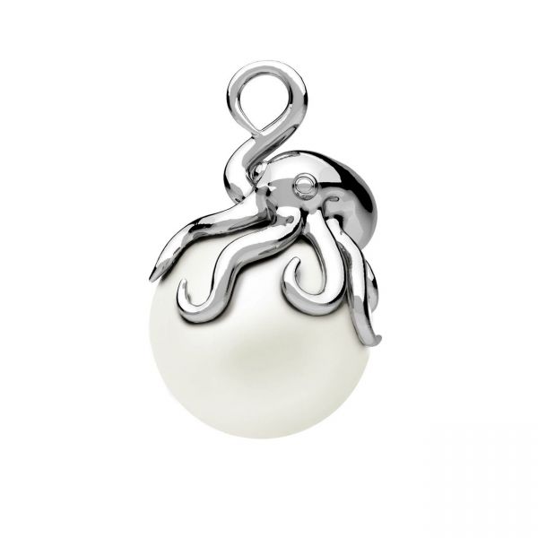 Octopus pendant with pearl, sterling silver 925, OWS-00619 8,6x9,3 mm ver.2