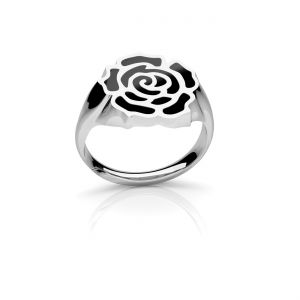 Ring rose flower, black resin*sterling silver 925*OWS-00311 2,3x13,4 mm R-15 ver.3