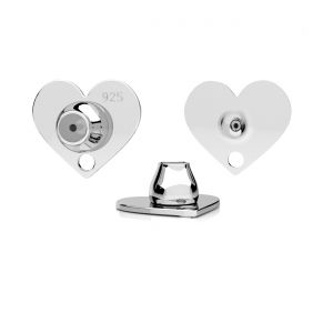 Silver back stopper (silicone inside), heart earnuts*sterling silver 925*SL 8 LKM-3379 - 04 7x8 mm