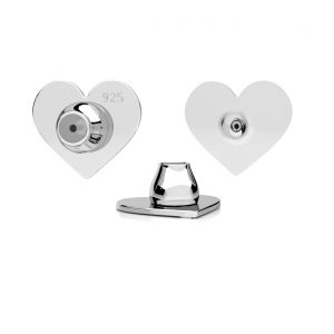 Silver back stopper (silicone inside), heart earnuts*sterling silver 925*SL 9 LKM-3379 - 04 7x8 mm