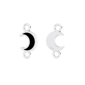 Moon pendant connector, black resin*sterling silver*CON-2 ODL-01435 4x12,9 mm ver.2