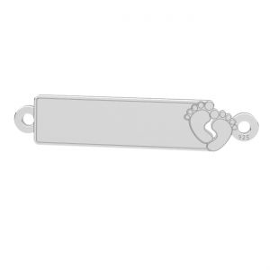 Rectangular pendant, angel, connector tag, sterling silver, LKM-3385 - 0,50 5x24 mm