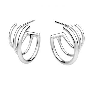 Double circle climber earrings, sterling silver 925, KLS OWS-00326 9x19 mm (L+P)