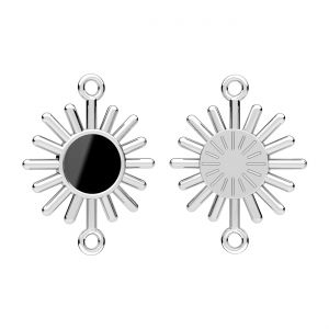 Sun pendant connector, black resin*sterling silver*CON-2 ODL-01487 19,5x25 mm ver.2