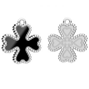 Clover pendant, black resin*sterling silver*CON-1 ODL-01482 16x18 mm ver.2