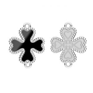 Clover pendant connector, black resin*sterling silver*CON-2 ODL-01483 16x20,4 mm ver.2