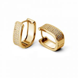 English earring - rectangle with stones, sterling silver 925, BZO SRX-00002 6,5x16,7 mm AU