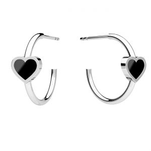 Semicircular heart earrings, black resin*sterling silver*KLS ODL-01458 6,5x17 mm ver.2