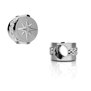 Compass wind rose beads pendant*sterling silver 925*BDS OWS-00717 5,4x8,5 mm
