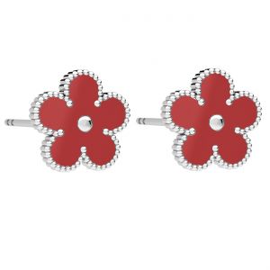 Stud earring - flower, red resin*silver AG 925*KLS ODL-01376 10,2x10,2 mm ver.3