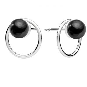 Round stud earring, white pearl, sterling silver, KLS ODL-01502 13,5x13,5 mm ver.3