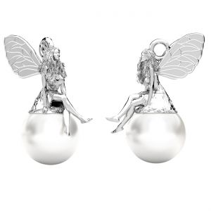 Fairy pendant white pearl, sterling silver 925, OWS-00700 8x17 mm ver.2