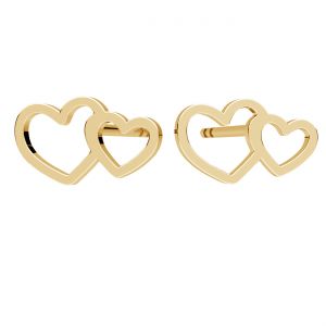 Heart earrings, gold 585 14K, KLS LKZ14K-50287 - 0,30 5,7x10 mm L+P