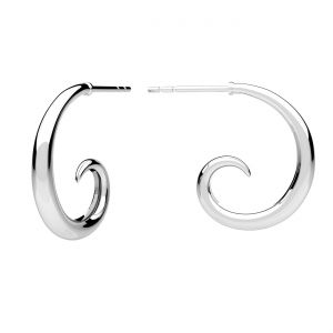 Semicircular spiral earrings, sterling silver 925, KLS OWS-00796 2,5x18,8 mm