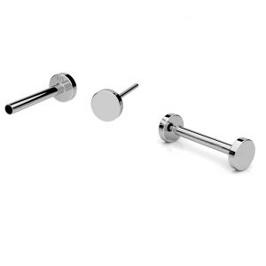 Piercing earring - round shape, sterling silver 925, KLP LKM-3370 - 08 3x10 mm