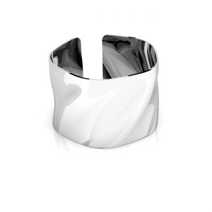 Universal ring made of wide crushed sheet metal, sterling silver 925, U-RING LKM-3406 - 0,33 12x12 mm
