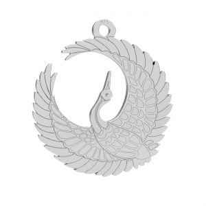 Crane bird pendant, sterling silver 925, LKM-3407 - 0,50 18x19,8 mm