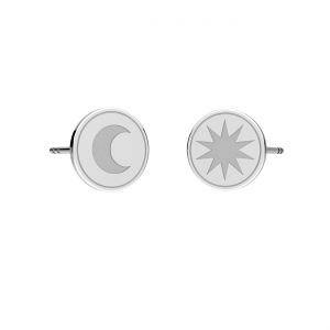 Round earrings moon and sun, sterling silver 925, KLS LK-3356/3357 - 0,50 9x9 mm L+P