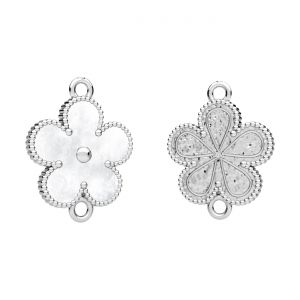 Pendant connector - flower, with white resin*sterling silver*CON-2 ODL-01377 15x19,3 mm ver.4