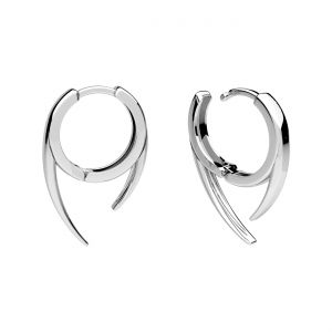 English hook - round earring with flowers*sterling silver AG 925*BZO OWS-01022 14,1x21,1 mm