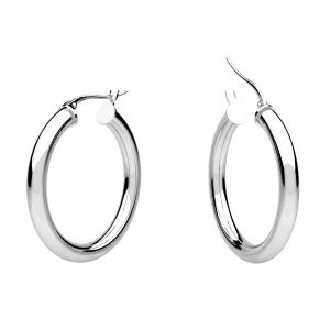 Round hoop earrings 2.6 cm with clasp, sterling silver 925*KL-320 3x20 mm