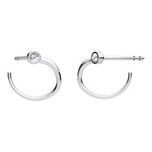 Stud earring - setting for round stone 3mm*sterling silver AG 925*KLS OWS-01034 15x16 mm L+P ver.2