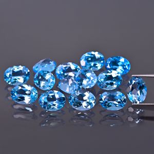 Oval stone, cone - Swiss blue topaz 6x4 MM
