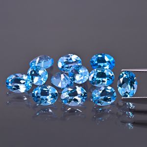 Oval stone, cone - Swiss blue topaz 7x5 MM