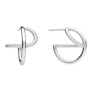 Stud earring - twisted, setting for stones 2,5mm*sterling silver 925*KLS OWS-01179 13x15,9 mm L+P