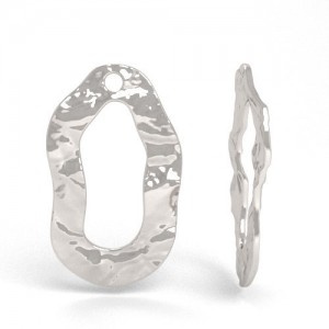 Pendant - oval hammered plate*sterling silver AG 925*S-CHARM 790