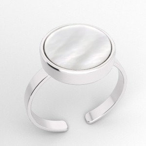 Pierścionek ozdobny z okrągłym kamieniem, srebro pr&oacute;by 925, PB-0037 regulowany