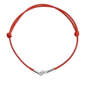Waxed cord bracelet - adjustable - red*sterling silver AG 925*SZNUR-CZERWONA