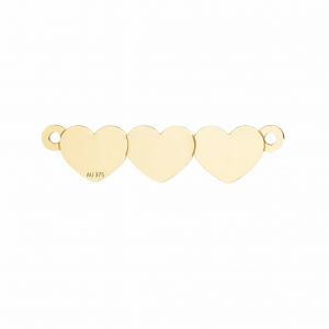 Gold connector pendant - three hearts*gold AU 375*LKZ9K-30118 - 03 6x25,6 mm