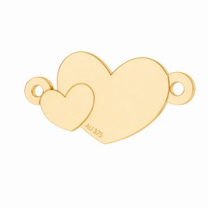 Gold connector pendant - two hearts*gold AU 375*LKZ9K-30022 - 0,30 8,7x17 mm