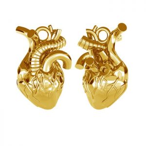 Pendant - anatomical heart casting*brass*BRASS ODL-00118 10.8x17.3 mm