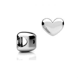 Heart bead pendant, sterling silver, BDS OWS-01396 8,4x10,4 mm