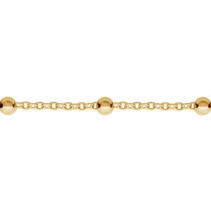 Chain by meter - ankier type with bead*brass*BRASS A 030 PL 2,0 1x2 mm (spacing 1 cm)